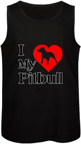 Miniatura 4 de I Heart My Pit Bull Dog Men's Cotton Vest Gym Tank Tops Muscle Casual Sleeveless Tees Shirts