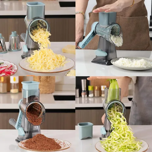 Miniatura 5 de KalraMay Rallador de queso, rallador giratorio de queso con asa, triturador de queso giratorio multifuncional que ralla sin esfuerzo queso, verduras