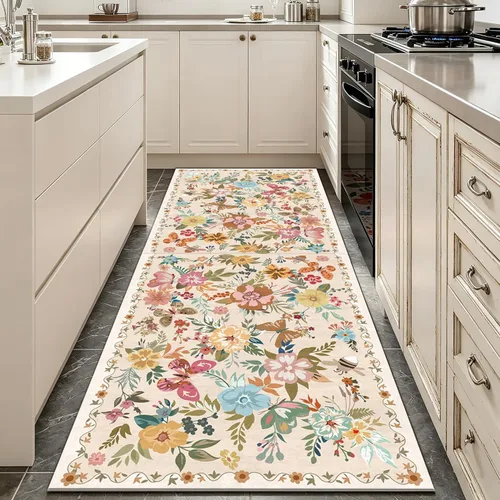Miniatura 28 de Ukeler - Alfombra rústica con diseño floral para sala, dormitorio, comedor, Country rústico, Azul (luxury blue)