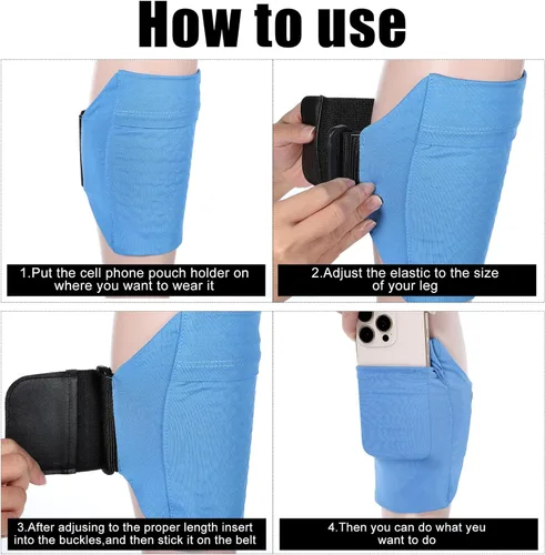 Miniatura 6 de Soporte para teléfono de pierna, correas para las piernas para teléfono celular, cartera para muslo, cartera para pantorrilla, bolsa de brazo Azul