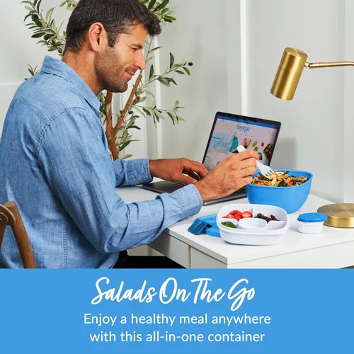 Miniatura 2 de Contenedor de almuerzo, ecológico y sin BPA de Bentgo Salad para ensaladas y otros aperitivos para llevar, Azul