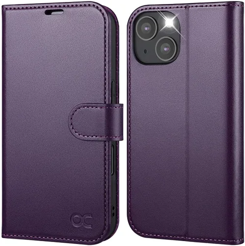 Miniatura 12 de OCASE Funda Cartera Compatible con iPhone 14, Funda Tipo Folio de Cuero PU con Tapa, con Tarjeteros y Bloqueo RFID, Soporte