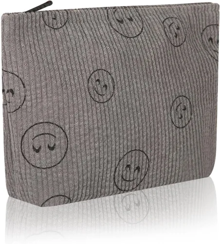 Miniatura 9 de Wudimeitt Bolsa de cosméticos Bolsa de maquillaje Preppy Cute Corduroy Neceser para mujer Artículos esenciales de viaje (rosa)