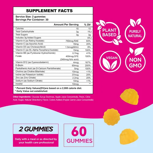 Miniatura 6 de Gomitas de fertilidad para que las mujeres queden embarazadas rápidamente, gomitas de concepción de ácido fólico para aumentar la fertilidad