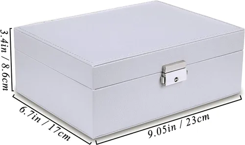 Miniatura 5 de Misaya - Caja organizadora de joyas para mujer, de piel sintética, grande, con candado, para guardar o exhibir aretes, anillos, collares o pulseras