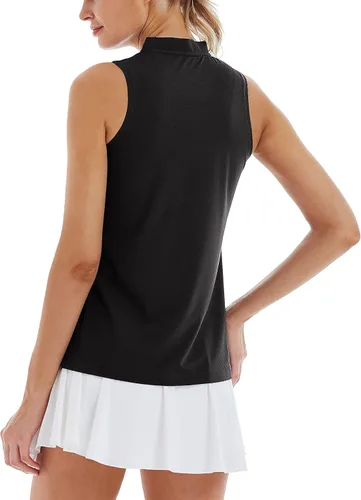 Miniatura 2 de LastFor1 Polo de golf sin mangas para mujer, con cremallera UPF 50+, protección UV, ajuste delgado, secado rápido, ligero