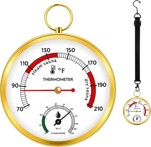Termómetro de sauna Fahrenheit e higrómetro 2 en 1, cordón mejorado montado para caja de sauna de vapor portátil para sauna de vapor, sauna
