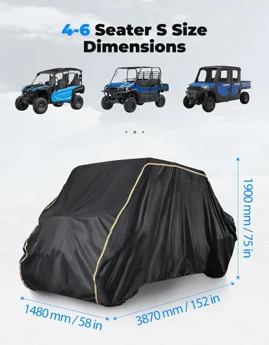 Miniatura 2 de KEMIMOTO Funda UTV 4 plazas 420D impermeable pequeña compatible con Polaris Ranger Crew 570 / Mule PRO-FXT PRO-DXT/John Deere Gator/Wolverine, 4-6