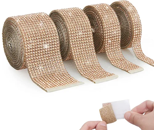 Miniatura 8 de 4 rollos de calcomanías autoadhesivas de diamantes de imitación de color negro, con diamantes de imitación de 0.079 pulgadas (0.079 in)