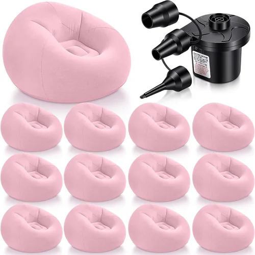 Miniatura 10 de Realspring 6, 9, 12 piezas de puf inflables para adultos con bomba de aire eléctrica, sofá plegable portátil inflable para acampar nocturno de cine