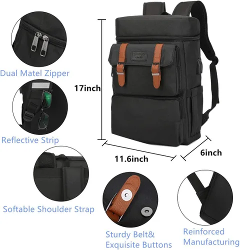 Miniatura 5 de YALUNDISI Mochila vintage para hombres y mujeres, mochila para laptop, mochila universitaria de 15.6 pulgadas