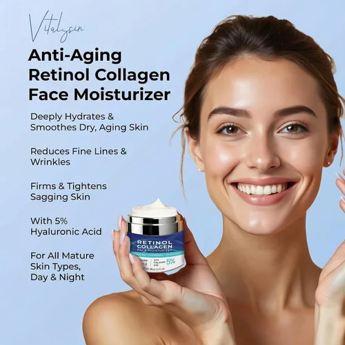 Miniatura 3 de Hidratante facial para la piel envejecida: crema antiarrugas para mujeres mayores y hombres de 50 y 60 años más con retinol, colágeno y ácido