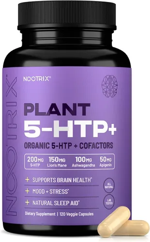 Nootrix Suplemento orgánico 5-HTP+ para plantas | Suministro para 60 días | Apoya la memoria, el enfoque mental, la salud cognitiva y la energía |