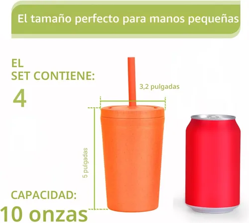 Miniatura 4 de Homestockplus Vasos reutilizables de paja de trigo con tapas y pajitas de silicona, 10 Oz resistentes a las astillas, tazas pequeñas de agua Varios