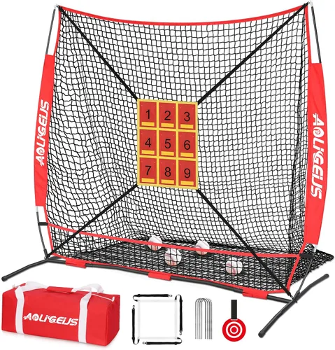 Miniatura 12 de 6'X6' Baseball Softball Practice Net,Pitching Net,Batting Net,with Bonus Strike Zone,Target and Bow Frame,for Hitting,Pitching,Catching