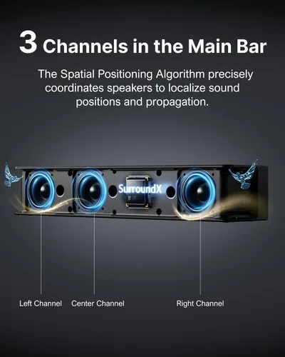 Miniatura 10 de ULTIMEA Sistema de sonido envolvente 7.1 para TV con Dolby Atmos, barra de sonido de 460 W para TV con subwoofer de 6.5 pulgadas, control por
