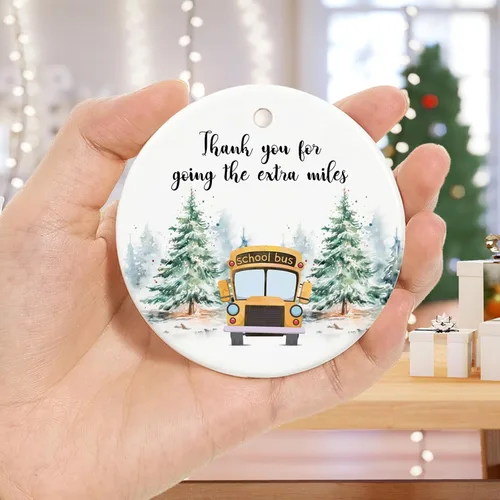 Miniatura 3 de Adornos de autobús escolar, regalos de conductor de autobús para hombres, mujeres, 2.9 pulgadas, cerámica de agradecimiento, regalo para decoración