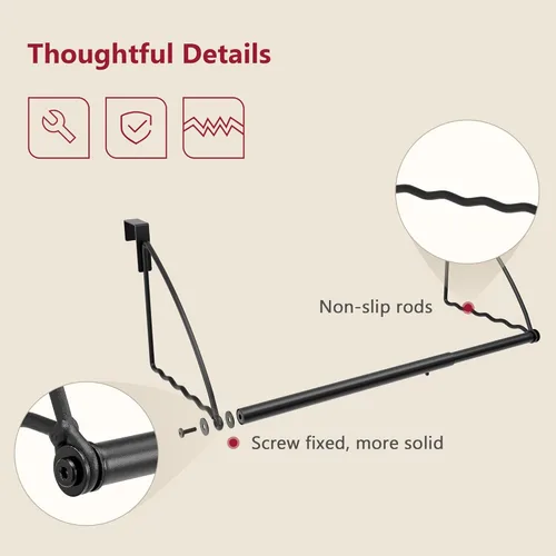 Miniatura 5 de Tajsoon Percha para colgar sobre la puerta extensible y ajustable, percha para colgar ropa sobre la puerta para toallas y abrigos, ganchos para Negro