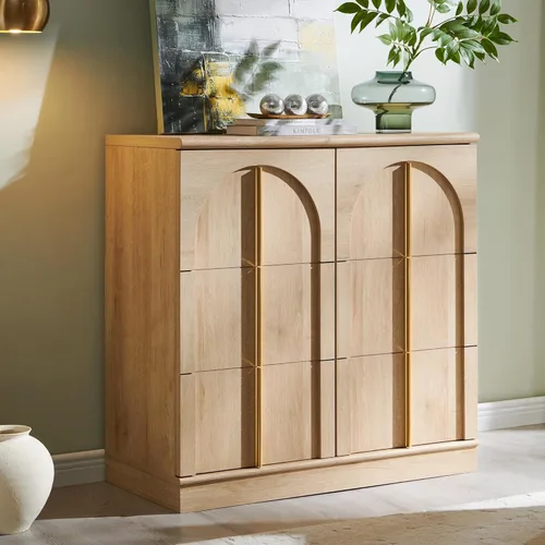 Miniatura 9 de ACCOHOHO Armario buffet con almacenamiento y puertas arqueadas, aparador de madera de 63 pulgadas con estante ajustable, modernas mesas de café
