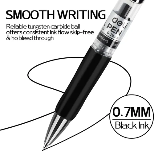 Miniatura 4 de deli Bolígrafos de gel, 30 bolígrafos retráctiles de tinta negra, bolígrafo de punta media a granel de 0.028 in, escritura suave, secado rápido,