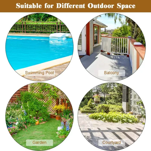 Miniatura 6 de Tangkula Juego de 3 mecedoras de mimbre para patio, mecedoras al aire libre y mesa con cojines, mesa de centro de cristal con estante de Beige