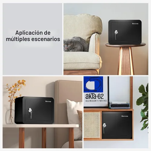 Miniatura 7 de Marcree Caja fuerte de 0.23 cachorros, pequeña caja fuerte con llave, mini caja fuerte para el hogar para dinero, monedas y efectivo, cajas fuertes