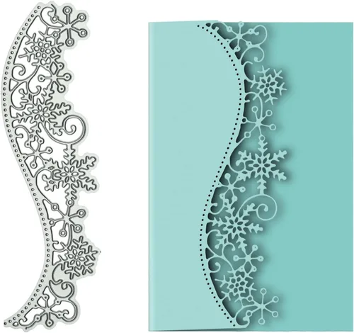 Copo de nieve con borde de encaje de metal, troqueles de corte de flores de copo de nieve de Feliz Navidad, plantillas cortadas para álbumes de