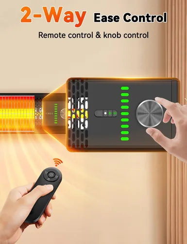 Miniatura 9 de calentadores de 1500 W para exteriores de patio con 9 niveles de calefacción, impermeable IP65, temporizador de 9H, calentadores de patio eléctricos