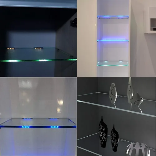 Miniatura 7 de AIBOO Kit de iluminación LED para estante de vidrio para iluminación lateral trasera con cable flexible y clip con control remoto RF (8 luces, RGB)