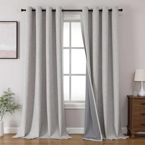 Miniatura 36 de Joydeco Cortinas opacas de 84 pulgadas de largo, 2 paneles burg, cortinas de oscurecimiento de habitación para dormitorio, cortinas térmicas Negro