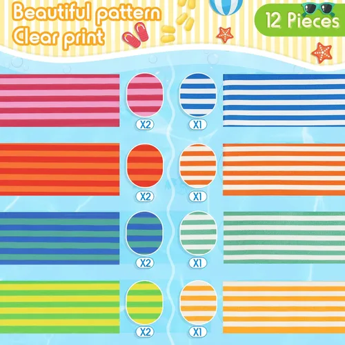 Miniatura 3 de Tessco Paquete de 12 toallas para sillas de playa, sillas de piscina y cruceros, elásticos, resistentes al viento, clips para toallas de playa
