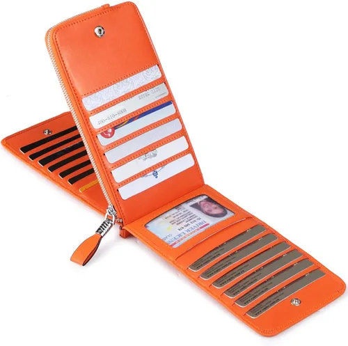 Miniatura 2 de Huztencor cartera de cuero con bolsillo para tarjeta de crédito bloqueo RFID, billetera, funda para tarjetas para mujer