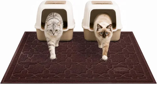 Miniatura 20 de Yimobra Tapete de arena para gatos, 24"x20" tapete con malla de bloqueo de arena, tapete suave para arena para gatos tapete atrapa arena, fácil