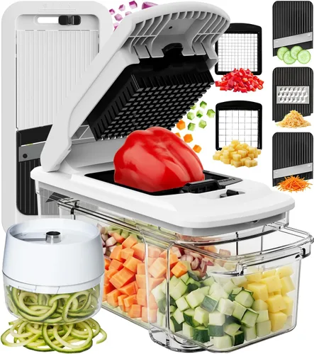 Cortador de mandolina Fullstar para cocina - Picador de verduras, cebolla, patata, picador y cortador de alimentos, frutas y verduras con