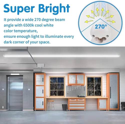 Miniatura 3 de AQIQUUT Luz de Taller LED de 2 pies, Luz de Taller LED, 25W 6500K 3200LM Cubierta Transparente, Luminaria LED T8, Luces de Techo y Taller
