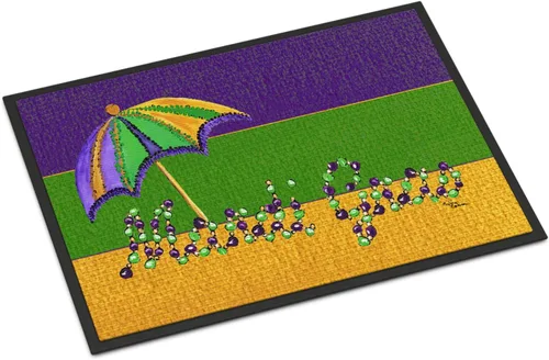 Caroline's Treasures Tapete 8381MAT Mardi Gras de 18 x 27 pulgadas, tapete para puerta delantera, para interiores y exteriores, para entrada,