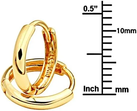 Miniatura 2 de Pendientes de oro amarillo de 14 k de 0.079in de grosor (0.394 x 0.394in)