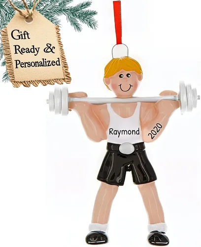 Adornos de levantamiento de pesas personalizados para árbol de Navidad, adorno de entrenamiento, adorno de levantamiento de pesas, adorno de barra,