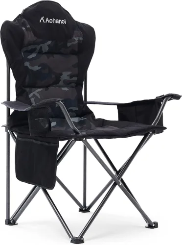 Miniatura 8 de Aohanoi Sillas de campamento para personas pesadas, sillas de campamento plegables para exteriores para adultos con portavasos y bolsa enfriadora