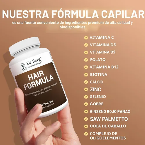 Miniatura 6 de Dr. Berg's Vitaminas todo en uno para el crecimiento del cabello para hombres y mujeres – Fórmula avanzada para el cabello incluye biotina, palma