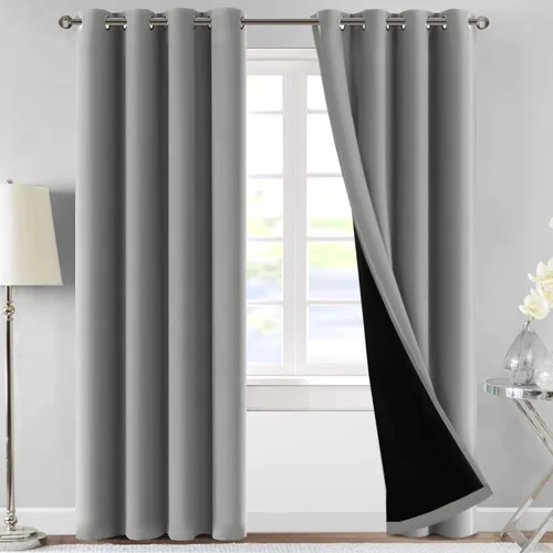 Miniatura 12 de MeilleMaison Paneles de cortina 100 % opacas para ventana de dormitorio, bloqueo de luz completa, de 84 pulgadas de largo, con aislamiento térmico