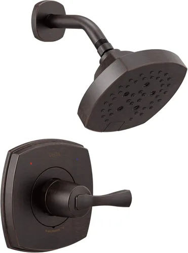 Delta Faucet Stryke Serie 14 Juego de grifos de ducha de una sola función, cabezal de ducha H2Okinetic de un solo rociador, kit de molduras de ducha