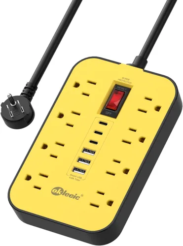 Miniatura 15 de Extensor de enchufe plano con cable de 12 pulgadas, protector contra sobretensiones, adaptador divisor de enchufe de extensión de enchufe plano, 12