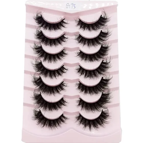 Miniatura 5 de 7 pares de pestañas de 0.984 in de largo, pestañas 100% visón, pestañas postizas suaves y dramáticas, pestañas postizas gruesas reutilizables (L223)