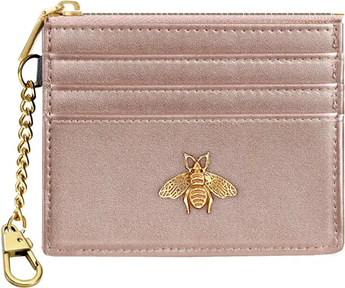Miniatura 20 de SEAVILIA Tarjetero llavero cartera para mujer con ventana de identificación RFID monedero regalo abeja delgada minimalista pequeña cartera