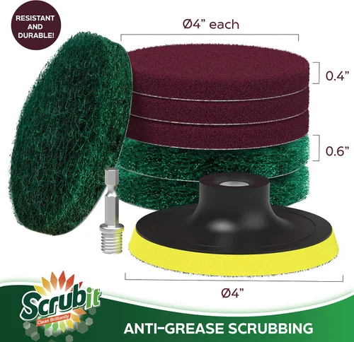 Miniatura 6 de SCRUBIT Cepillo de taladro de limpieza eléctrica – Limpiador de tinas y azulejos de alta resistencia – Kit de cepillo de taladro incluye accesorio