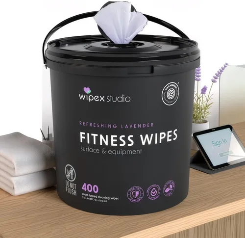 Miniatura 5 de Wipex Toallitas de gimnasio para paquete de equipos, verificado por EWG, obtén 800 toallitas con (1) cubo de lavanda y (1) rollo de recarga a base