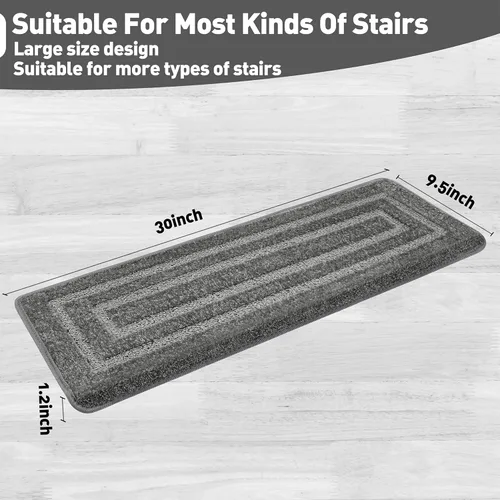 Miniatura 3 de PURE ERA Bullnose - Juego de peldaños de alfombra para escaleras, sin cinta, antideslizante, protectores de escaleras para interiores, alfombras