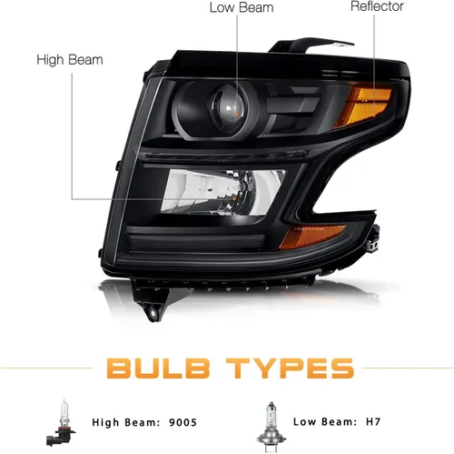 Miniatura 2 de JSBOYAT Conjunto de faros delanteros LED DRL proyector con bombillas para Chevy Tahoe 15-20/Suburban Halogen Headlamp