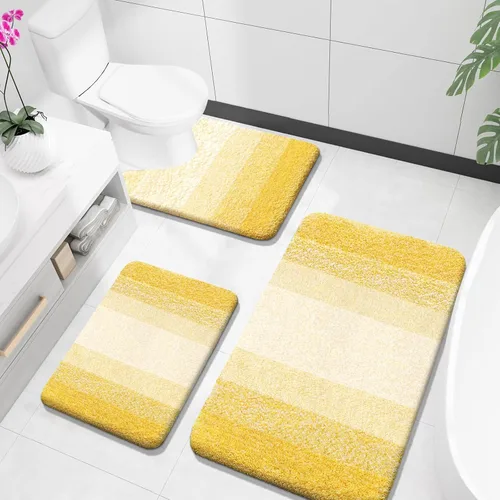 Miniatura 31 de OLANLY Juego de alfombras de baño de 3 piezas, alfombras de baño de microfibra suave y absorbente y alfombra de inodoro de contorno en forma de U